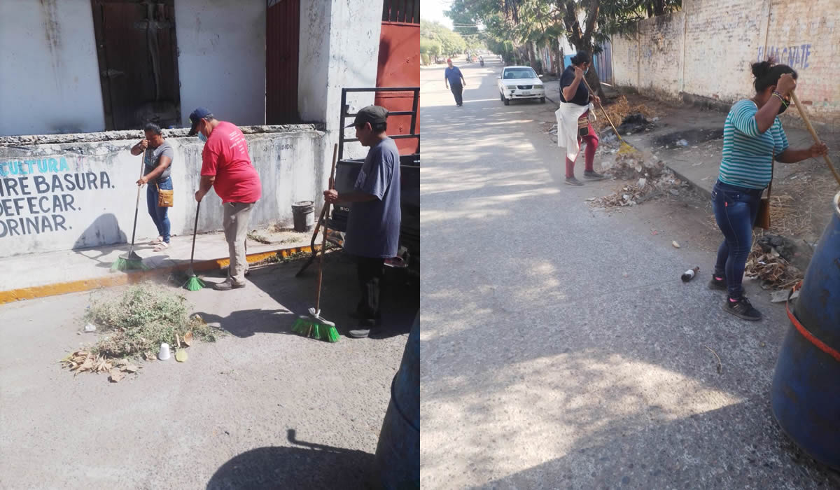 Brigada de limpieza en el boulevard Altamirano - Tlapehuala